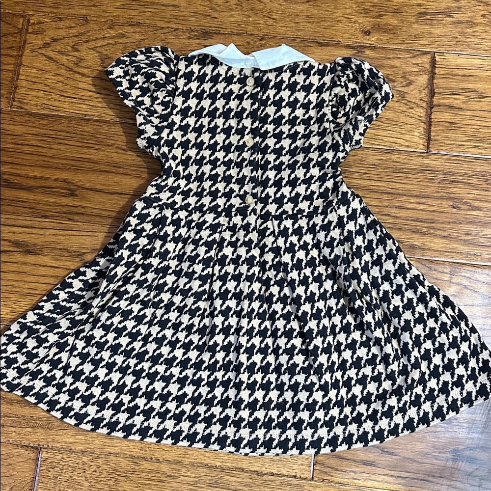Stylish Houndstooth Kids Dress with Bow - Picture 3 of 3